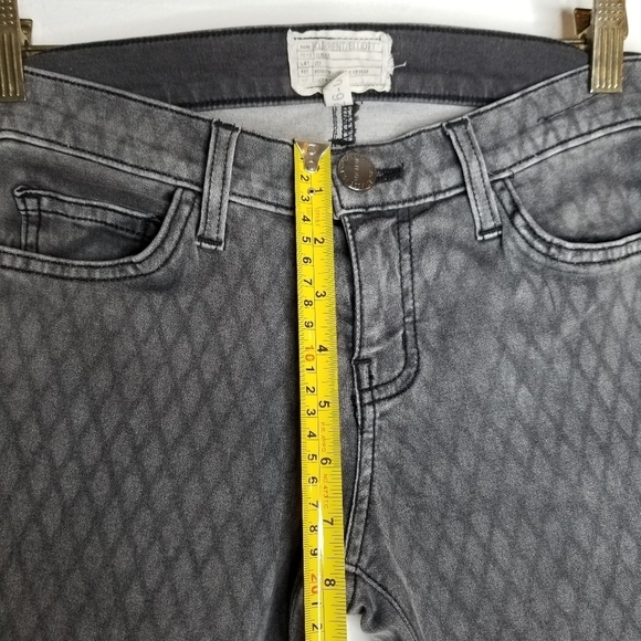 CURRENT/ELLIOT The Ankle Skinny Fishnet Printed Jeans Gray Women's 26 Low Rise - Picture 14 of 16